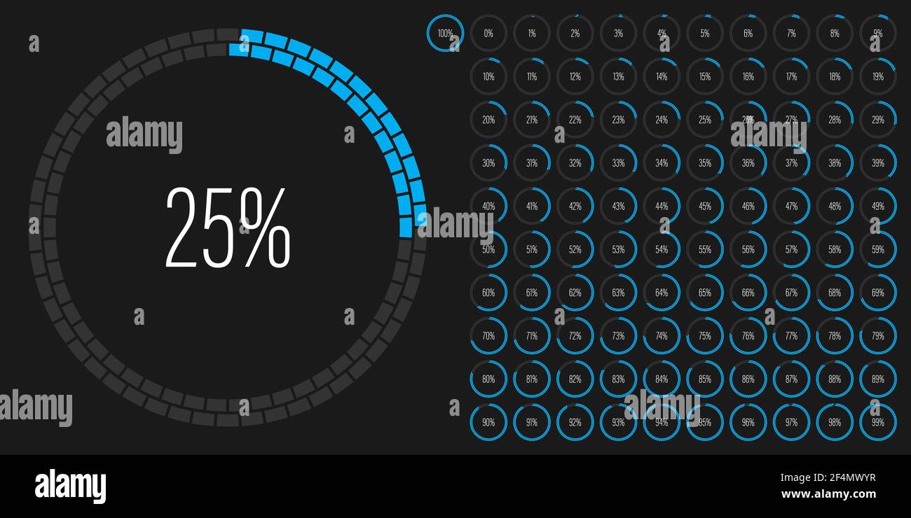 Set of circle percentage diagrams meters from 0 to 100 readytouse for