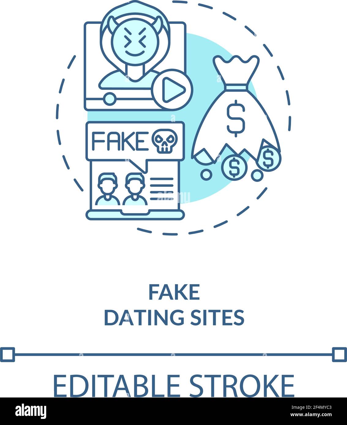 Fake dating website concept icon. Stock Vector