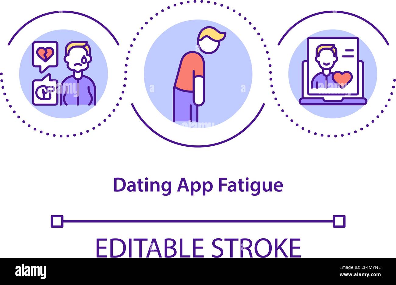 Dating app fatigue concept icon Stock Vector