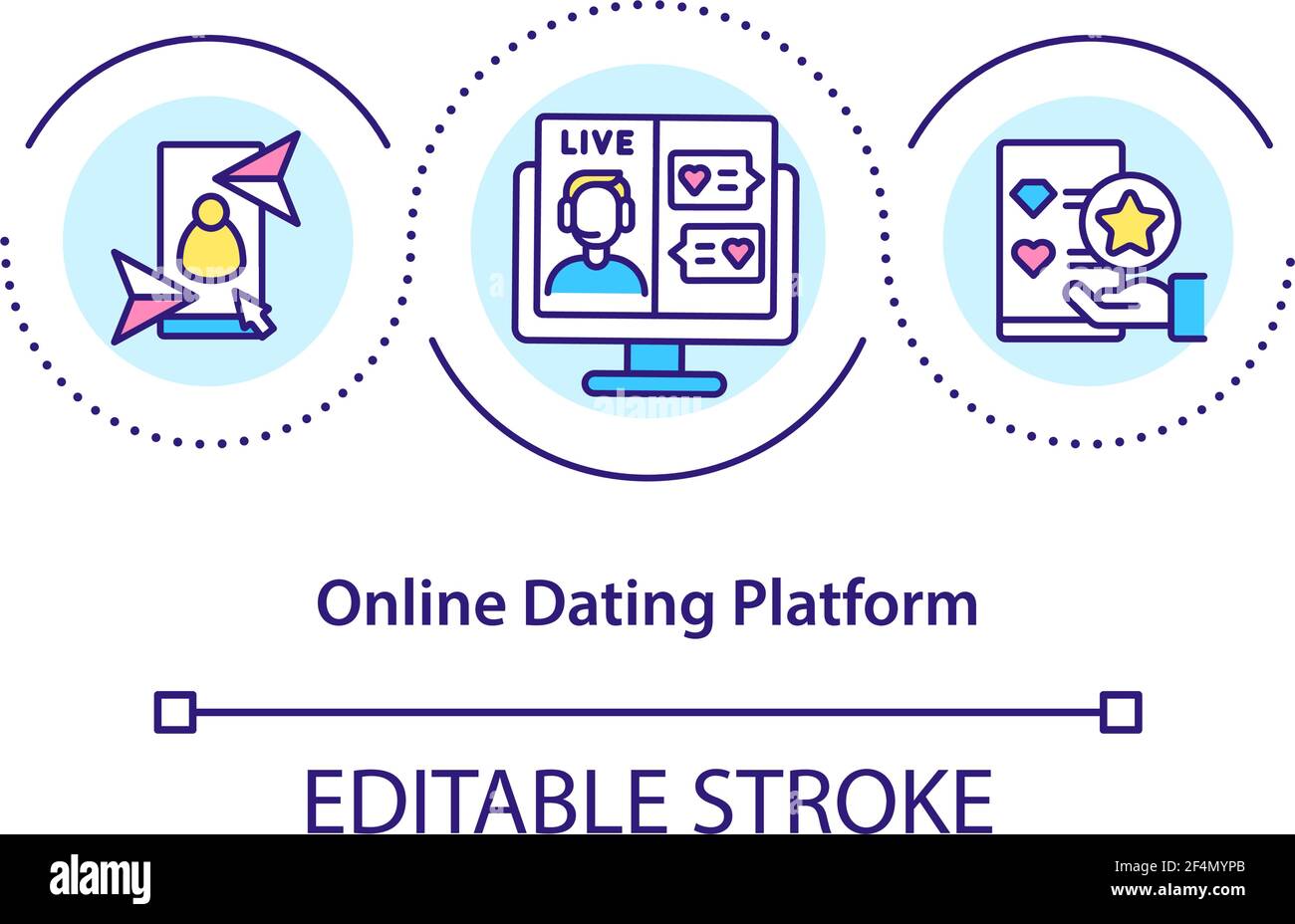 Online dating platform concept icon Stock Vector