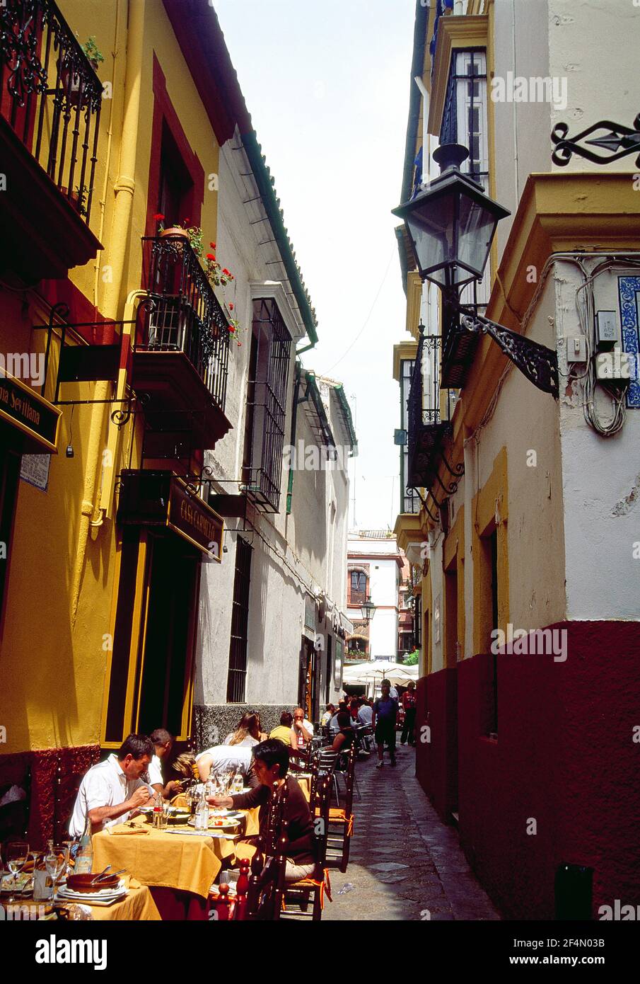 Terrace in Barrio de Santa Cruz. Sevilla, Spain. Stock Photo