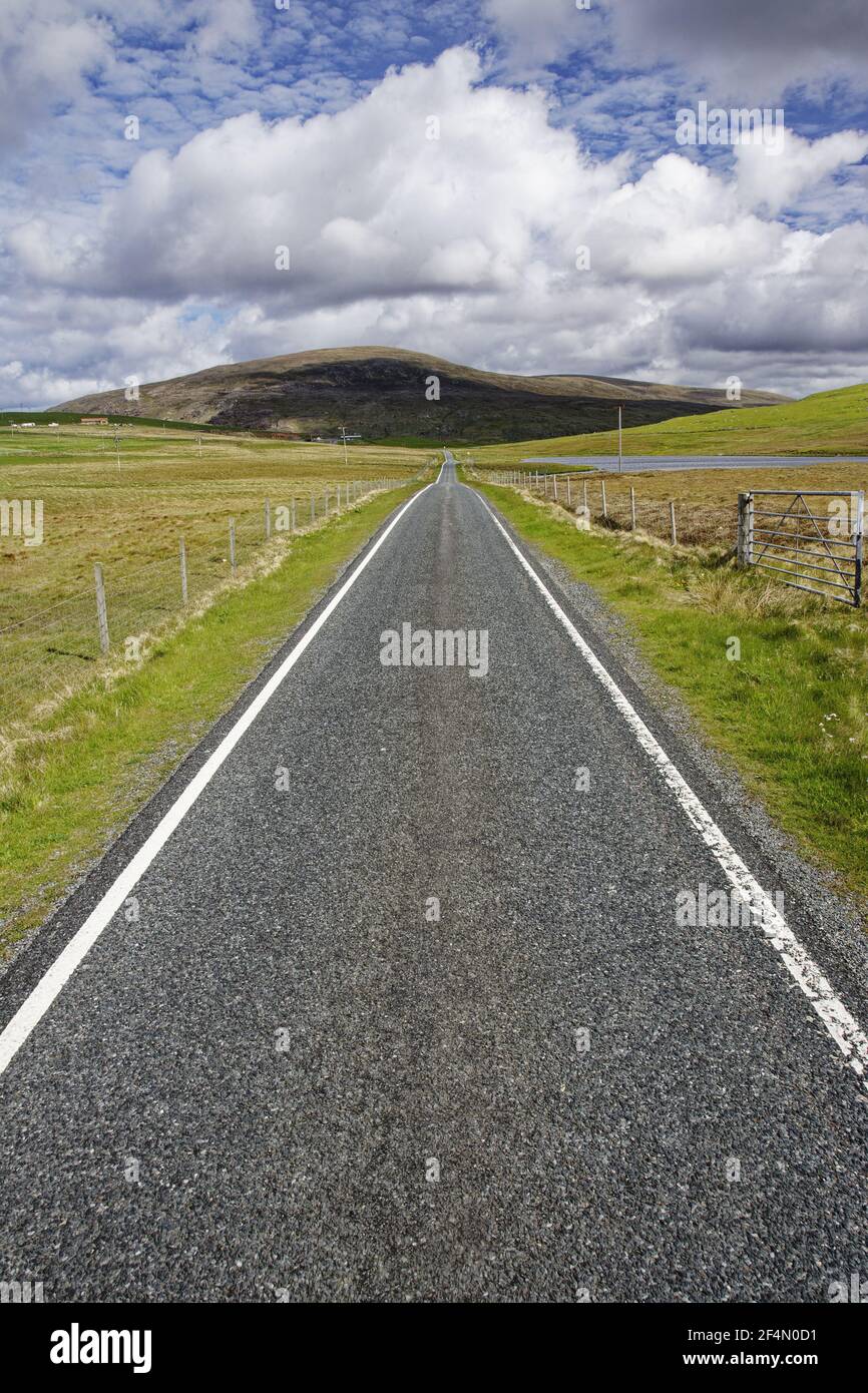 Single Track RoadMainland, Shetland, UK LA005652 Stock Photo