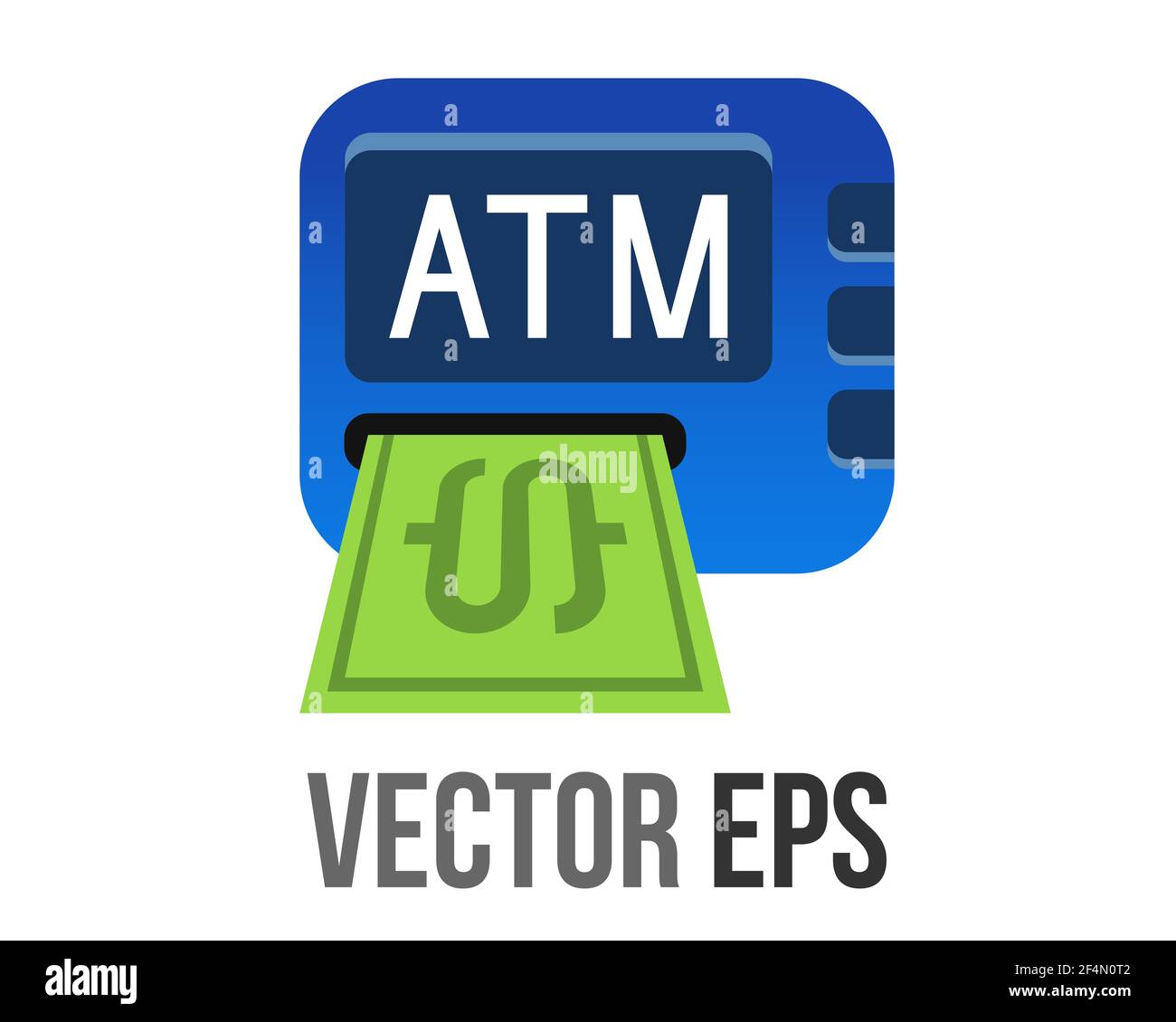 The isolated vector gradient blue ATM button square icon, represent Automated Teller Machine Stock Photo
