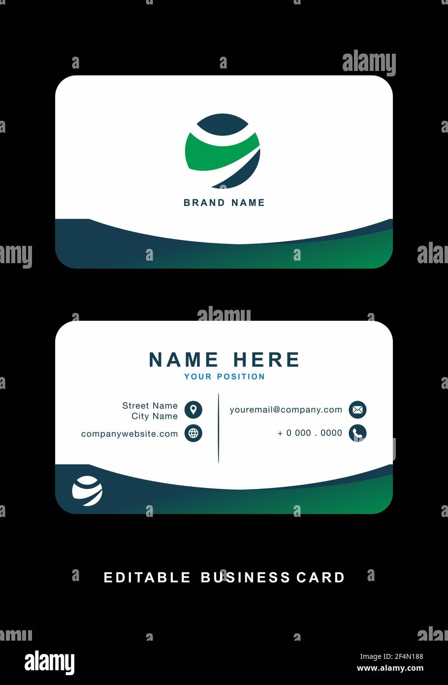 Editable green blue color business card template design Stock Vector ...