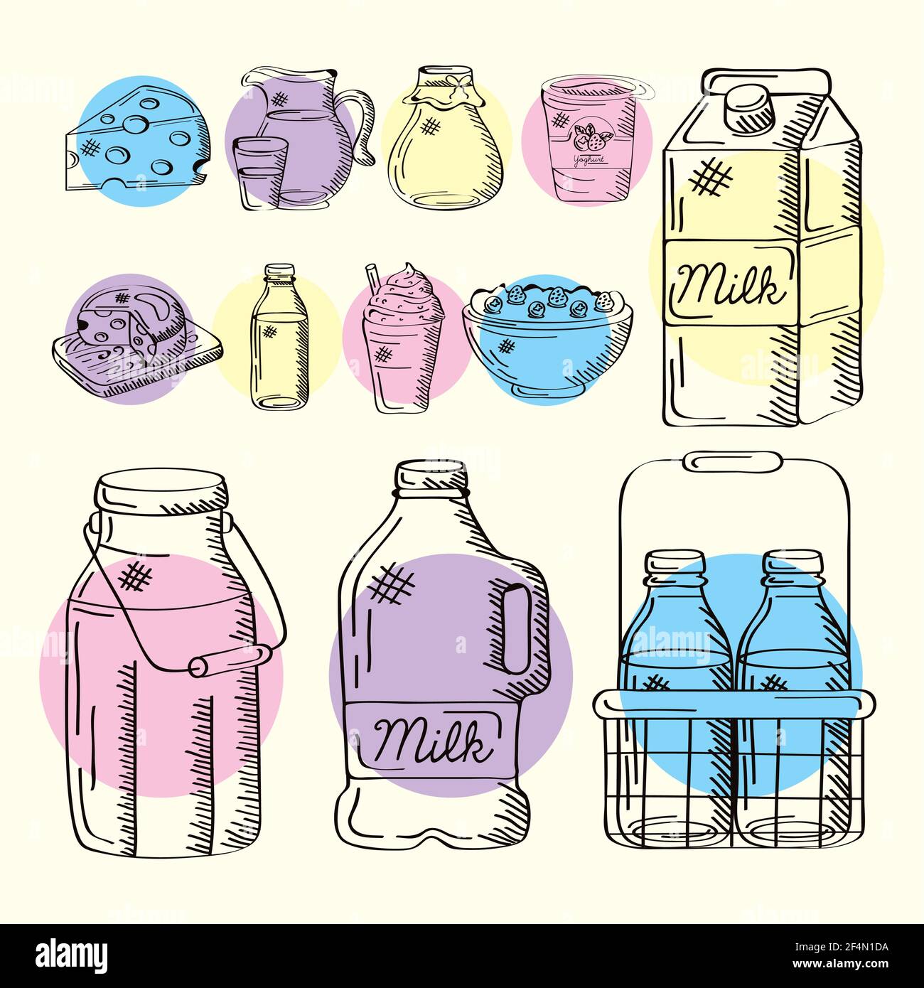 bundle of twelve dairy products Stock Vector Image & Art - Alamy