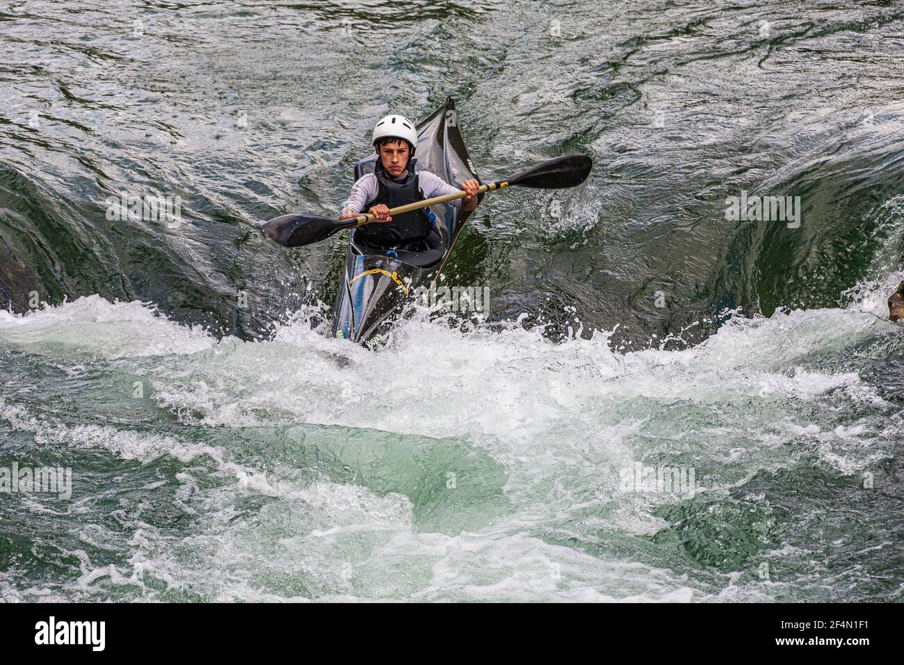 Italy Veneto Valbrenta - Valstagna / Kayak in  Brenta Valley on Brenta River Stock Photo