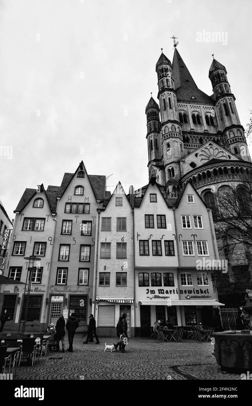 Martinsviertel and Gross St. Martin area in Cologne Germany Stock Photo