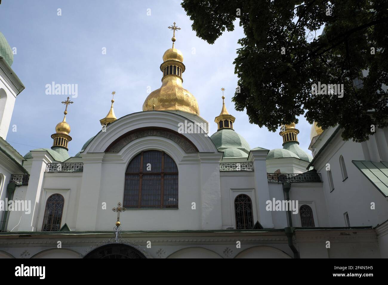 Green and gold domes of St Sophia Cathedral, Kiev, Ukraine Stock Photo