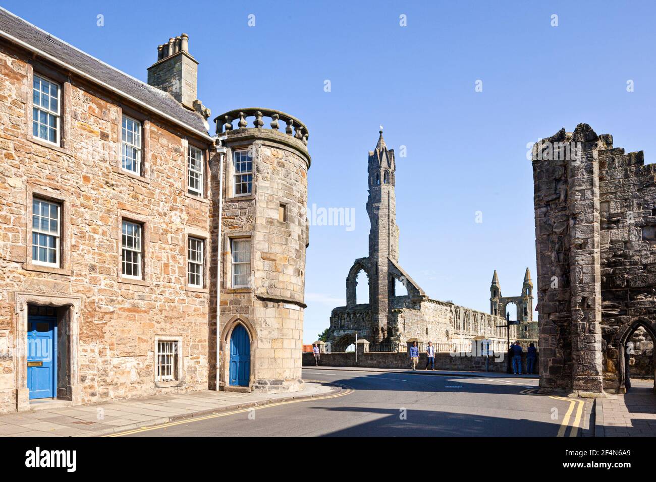 The ruins of the cathedral seen from South Street, St Andrews, Fife, Scotland UK Stock Photo