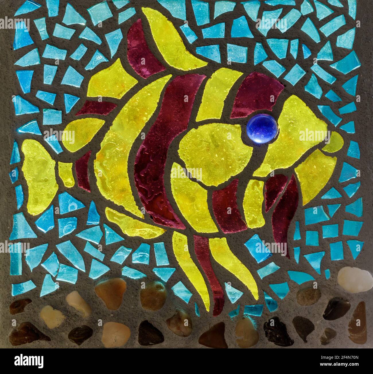 Stained Glass Mosaic Tiled Fish Stock Photo