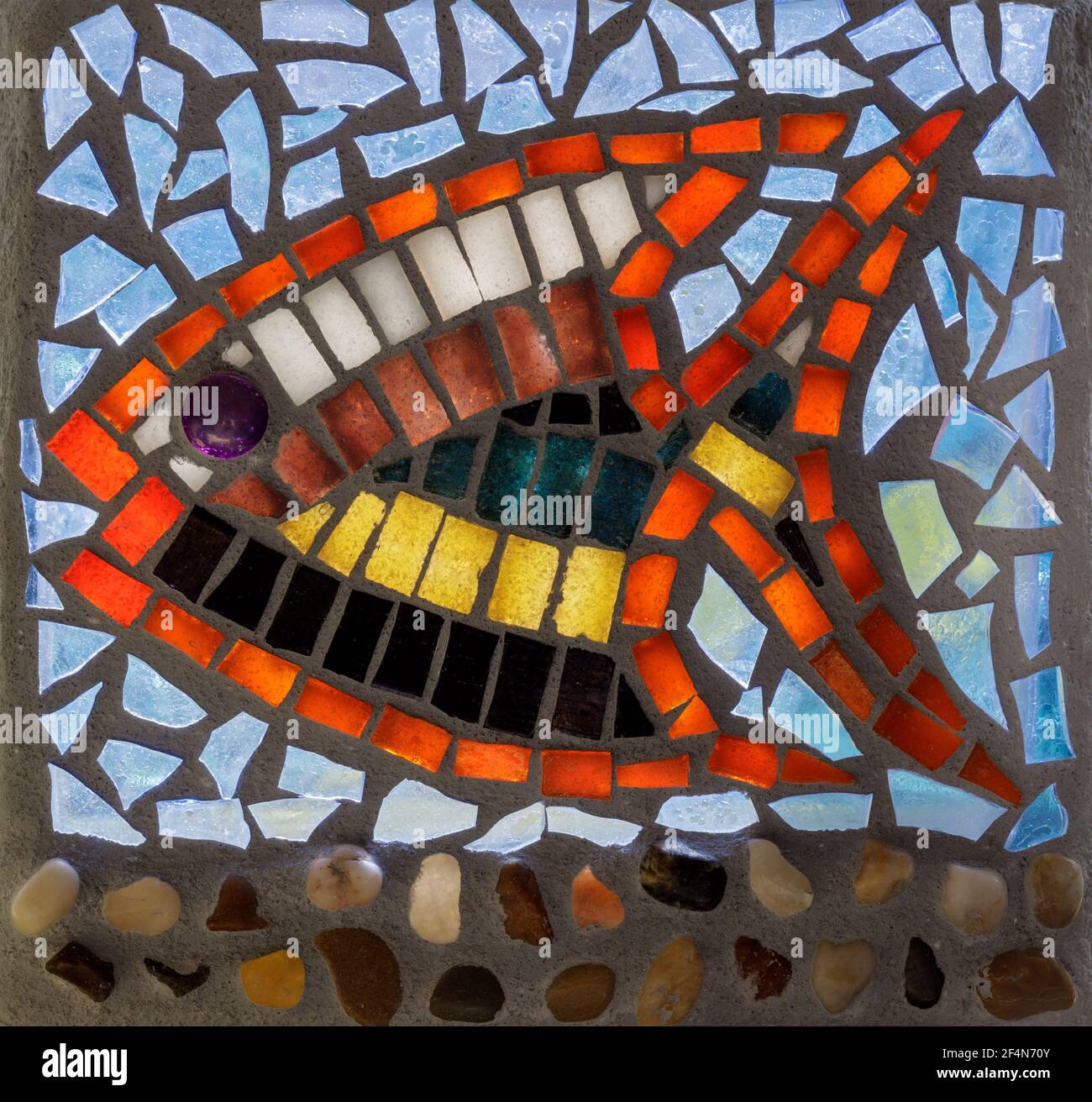 Stained Glass Mosaic Tiled Fish Stock Photo