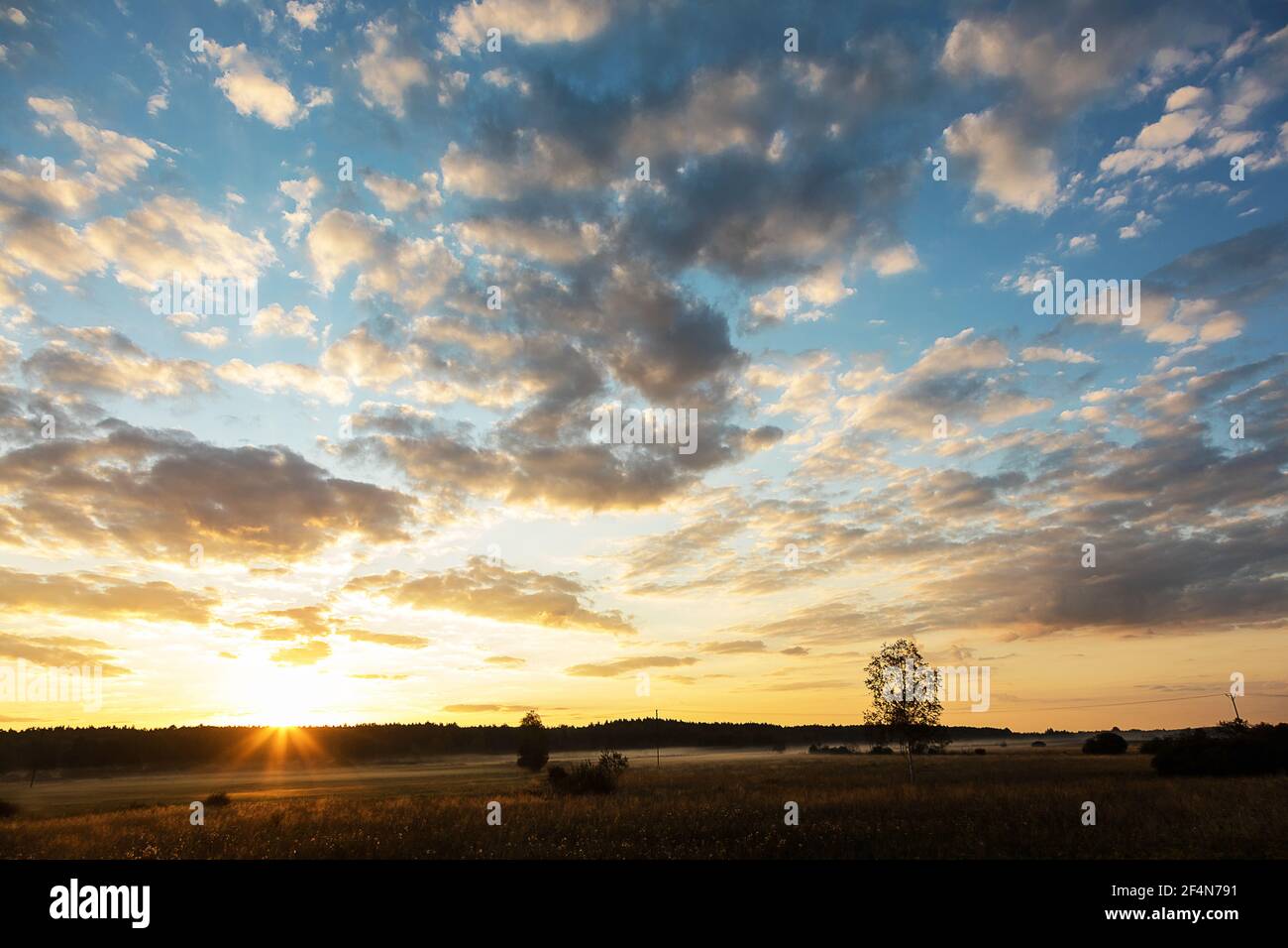Country at sunrise in Poland. It's a peaceful place Stock Photo