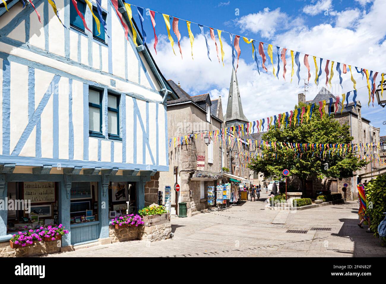 Old half timbered buildings in the medieval walled town of Guerande, Loire-Atlantique, France Stock Photo