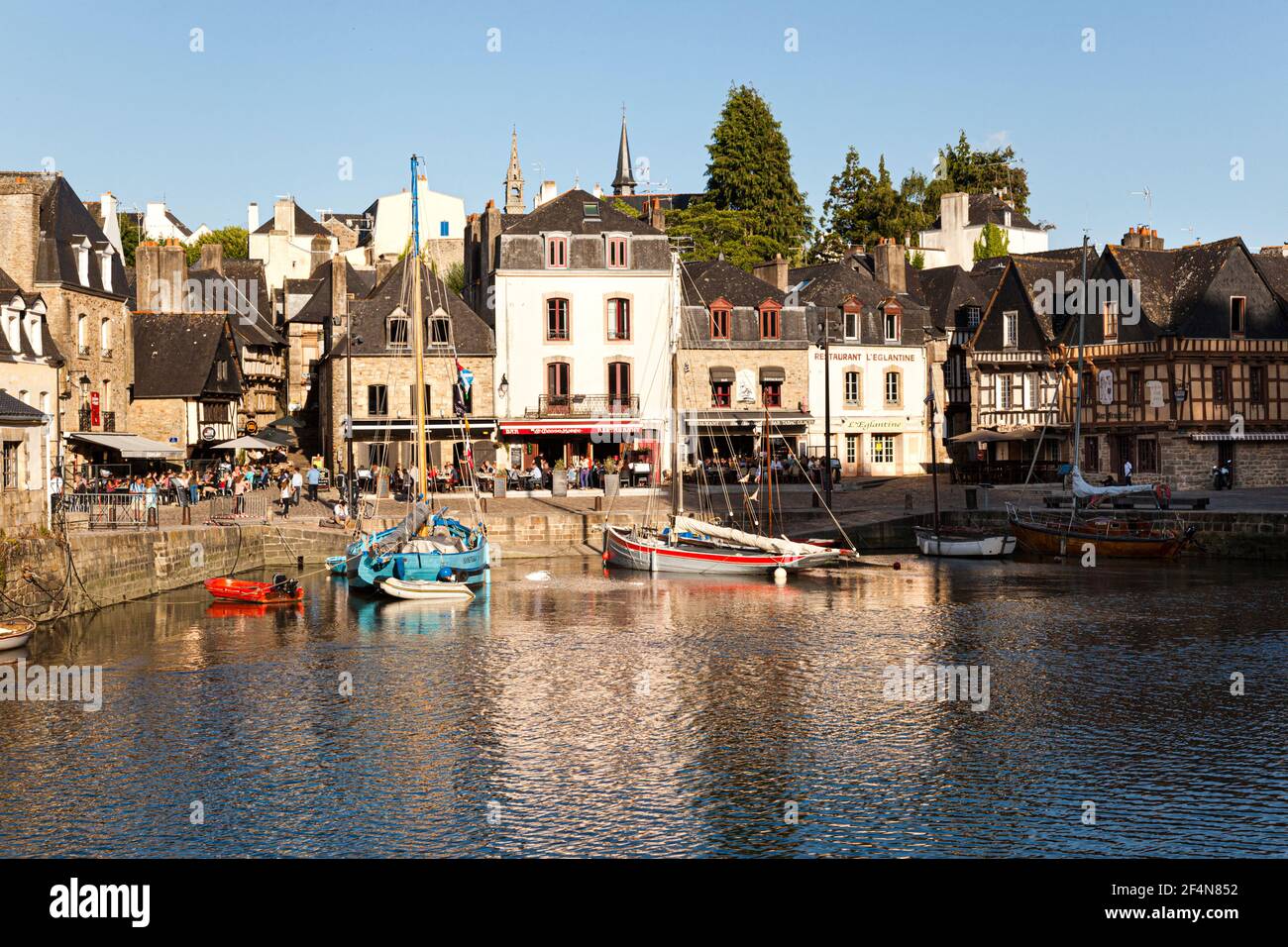 Evening light on the harbour at Port St Goustan, Auray, Brittany, France Stock Photo