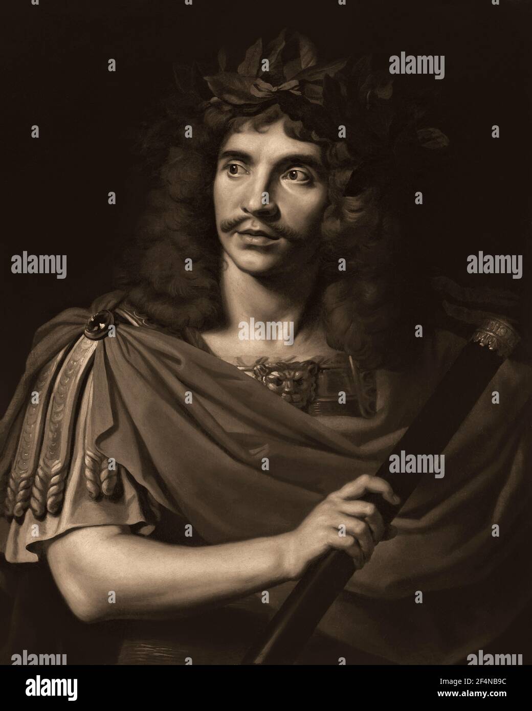 Molière in the role of Caesar, The Death of Pompey, portrait by Nicolas Mignard Stock Photo