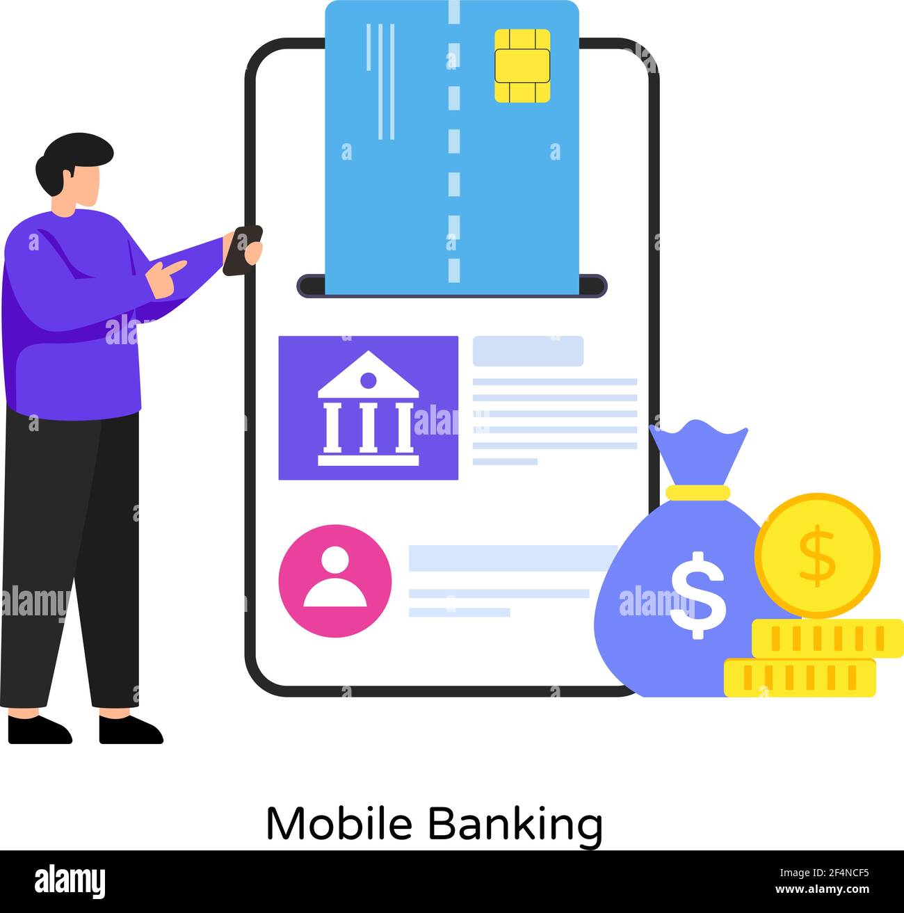 Flat design of mobile banking app illustration Stock Vector Image & Art ...