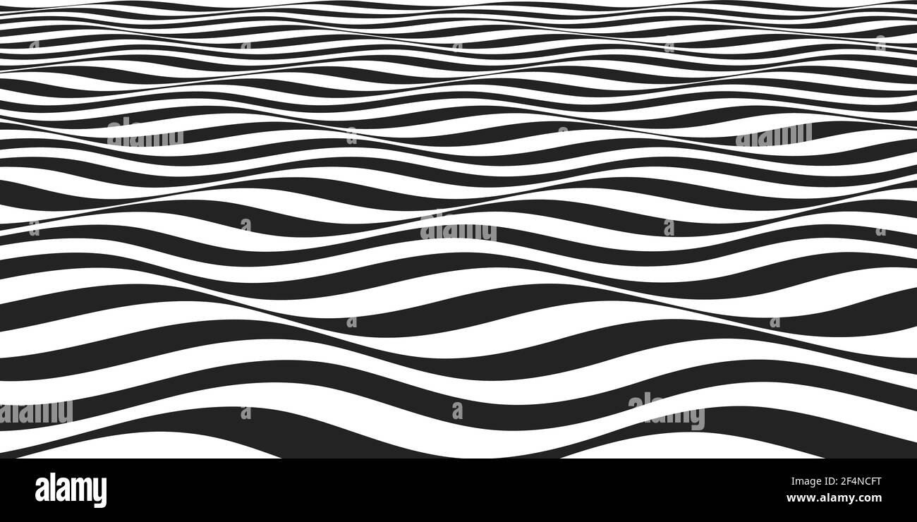 Optical illusion wavy pattern. Background with abstract monochrome ...