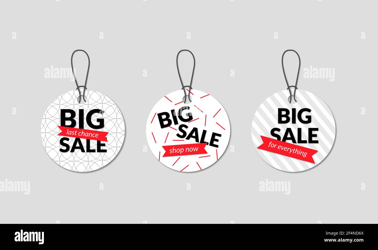 Set of hanging Sale Shopping Labels, tags, banners. Vector illustration Stock Vector