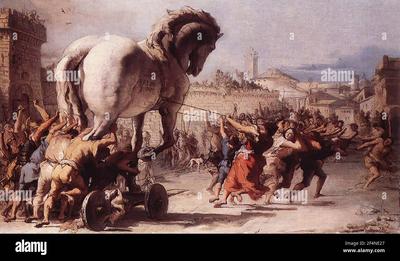 Domenico tiepolo - Procession Trojan Horse Troy 1773 Stock Photo