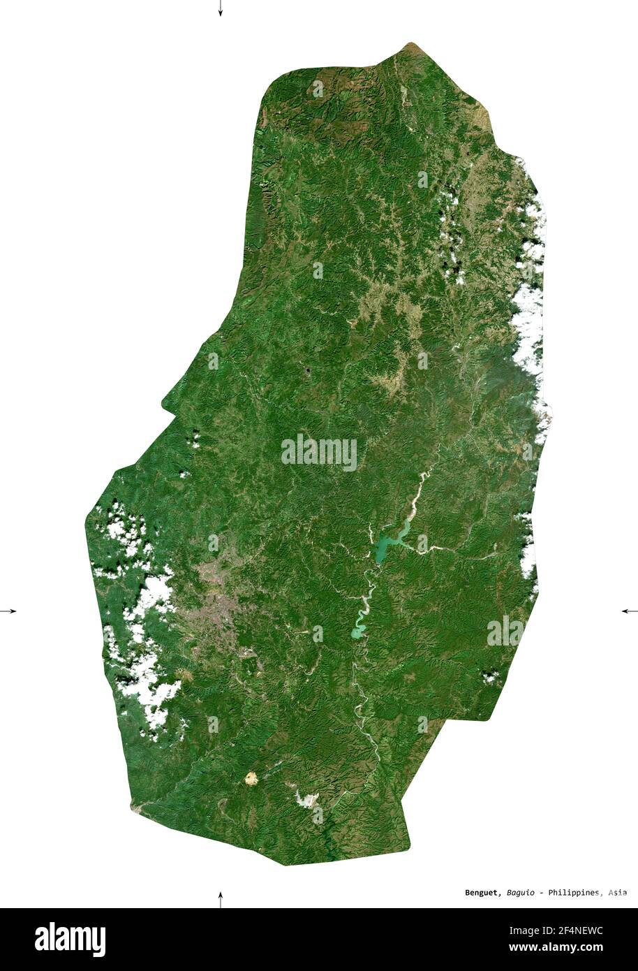 Benguet Province Of Philippines Sentinel 2 Satellite Imagery Shape Isolated On White Solid Description Location Of The Capital Contains Modified 2F4NEWC 