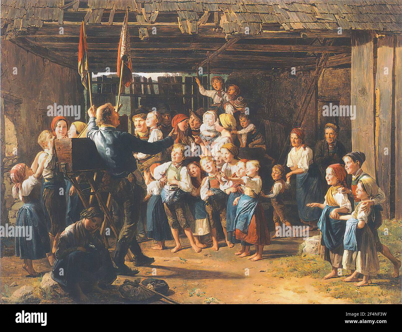 Ferdinand Georg Waldmüller - Peep Show Man 1847 Stock Photo