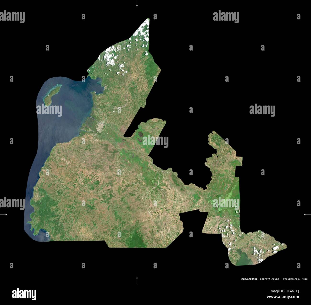 Map Of Maguindanao Province Maguindanao, Province Of Philippines. Sentinel-2 Satellite Imagery. Shape  Isolated On Black. Description, Location Of The Capital. Contains Modified  C Stock Photo - Alamy