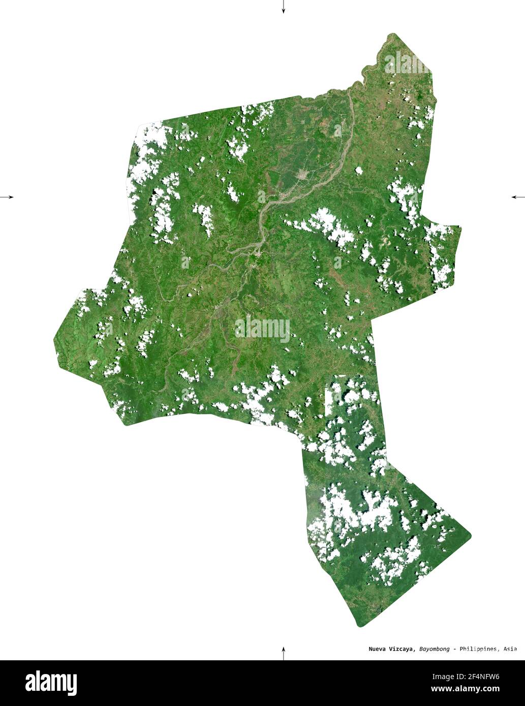Nueva Vizcaya Province Of Philippines Sentinel 2 Satellite Imagery Shape Isolated On White Solid Description Location Of The Capital Contains Mo 2F4NFW6 
