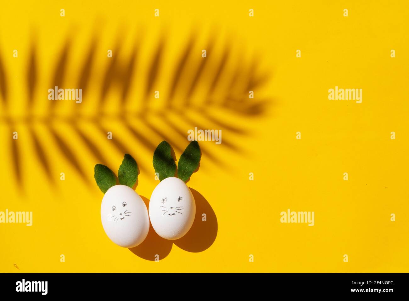 Easter scene with white eggs Stock Photo