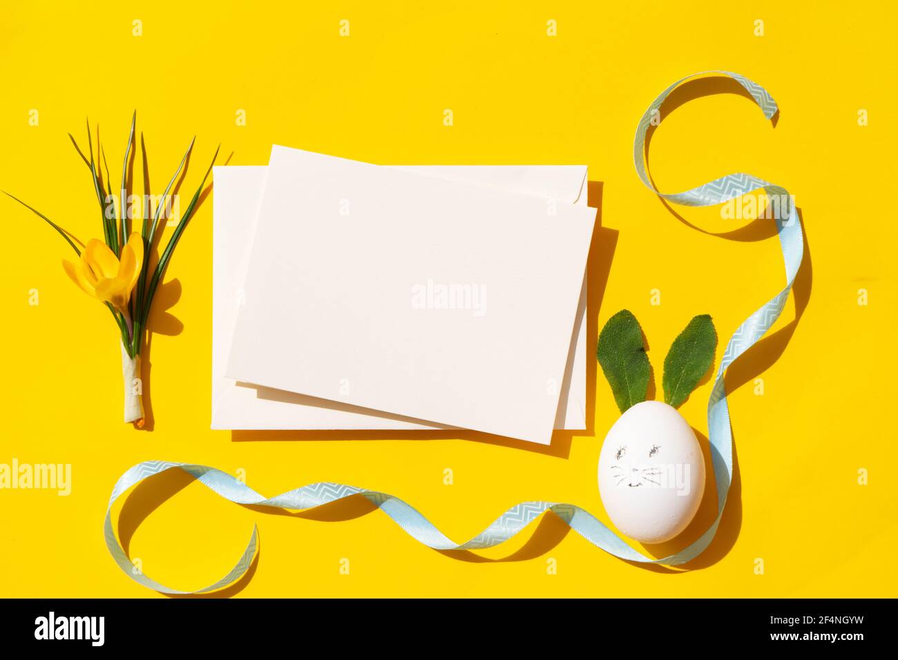 Easter scene with white eggs Stock Photo