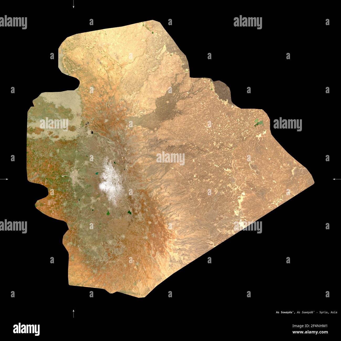 Suweida Map As Suwayda', province of Syria. Sentinel-2 satellite imagery. Shape ...