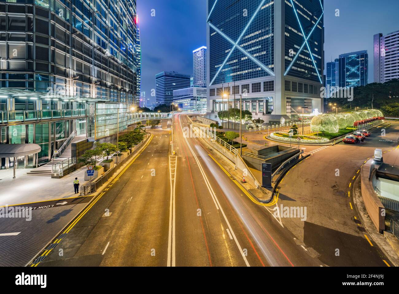 Night street view in Central city District. Hong Kong Stock Photo - Alamy
