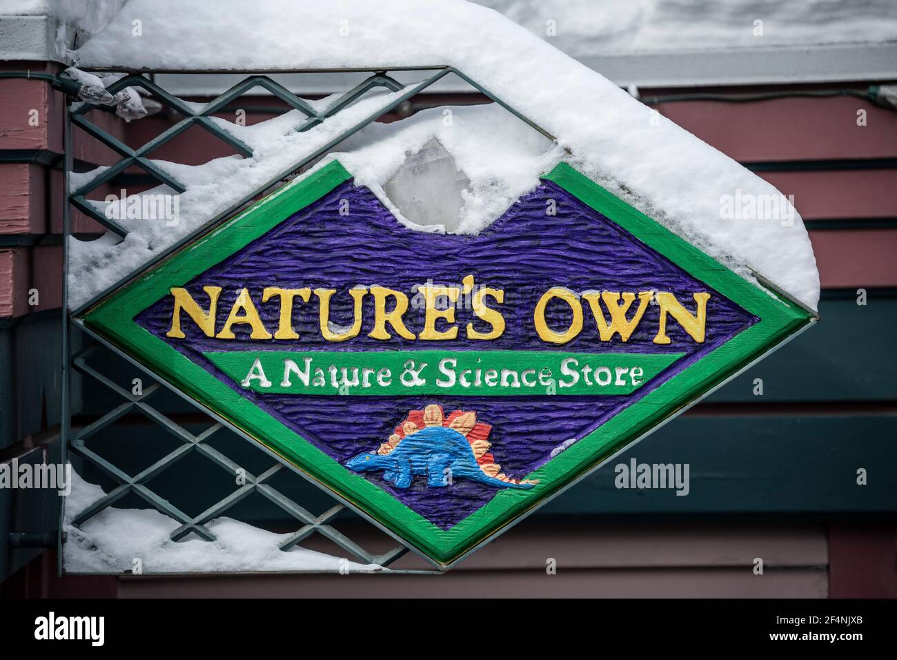 Shop sign for Nature's Own (fossil and mineral store), Breckenridge, Colorado USA Stock Photo