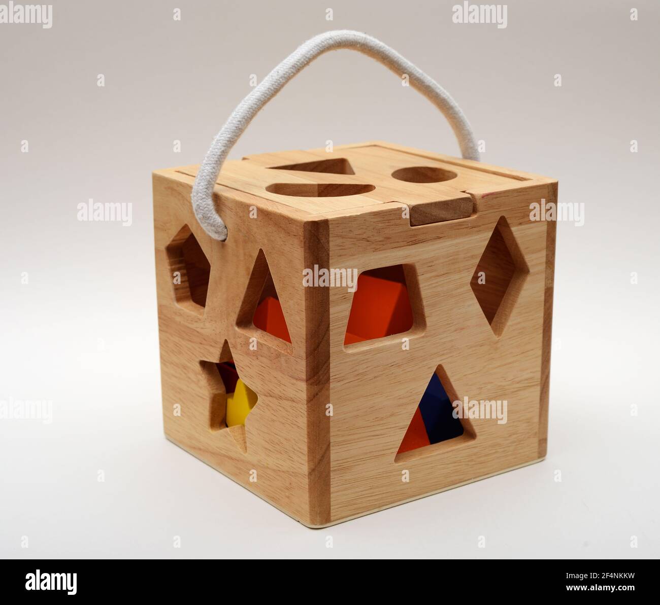 eco friendly wooden toys on a neutral background Stock Photo