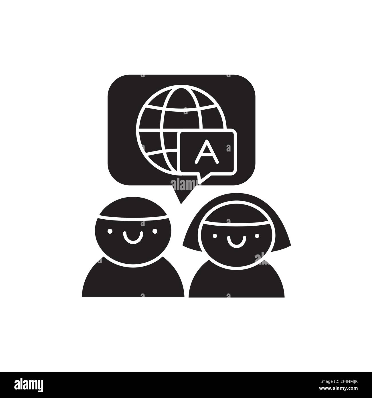 Teaching a foreign language color line icon. Pictogram for web page