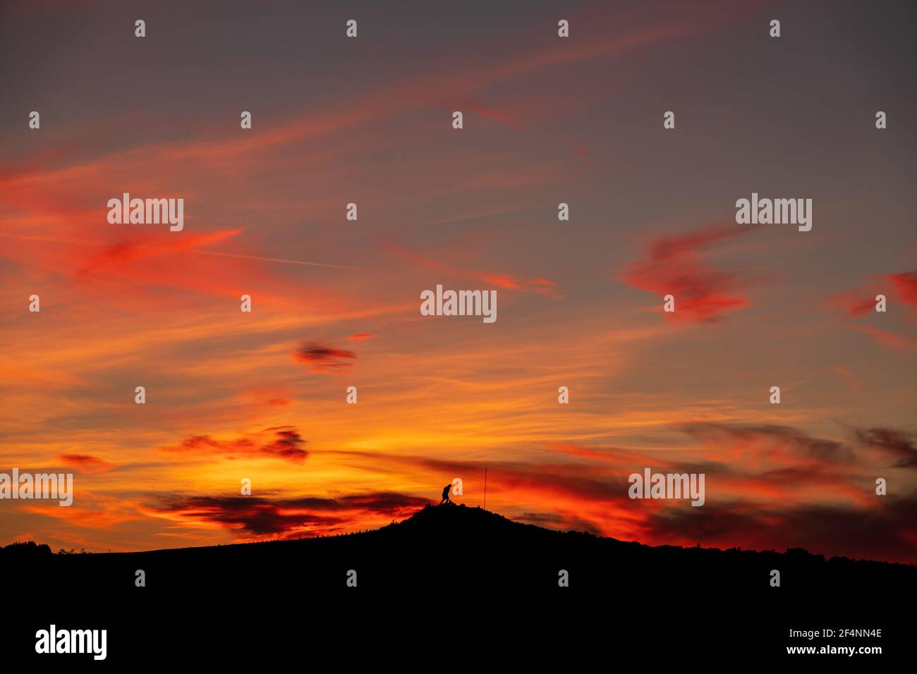 Ataturk silhouette. Climb the mountain with a magnificent cloudy sky sunset. Stock Photo