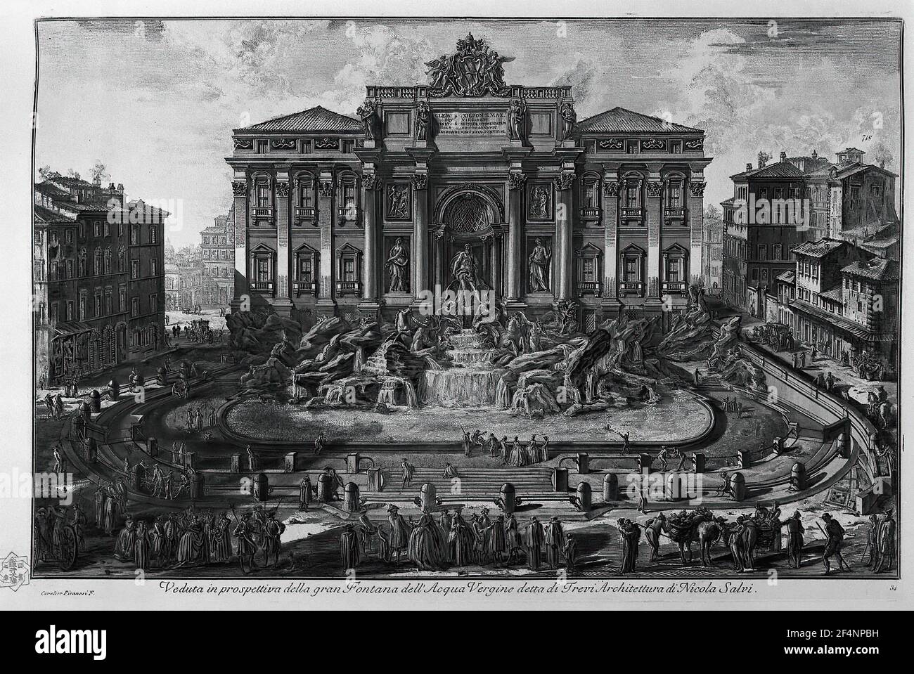 Giovanni Battista Piranesi - View Trevi Fountain Extensive Anciently Called Acqu Vergine Stock Photo