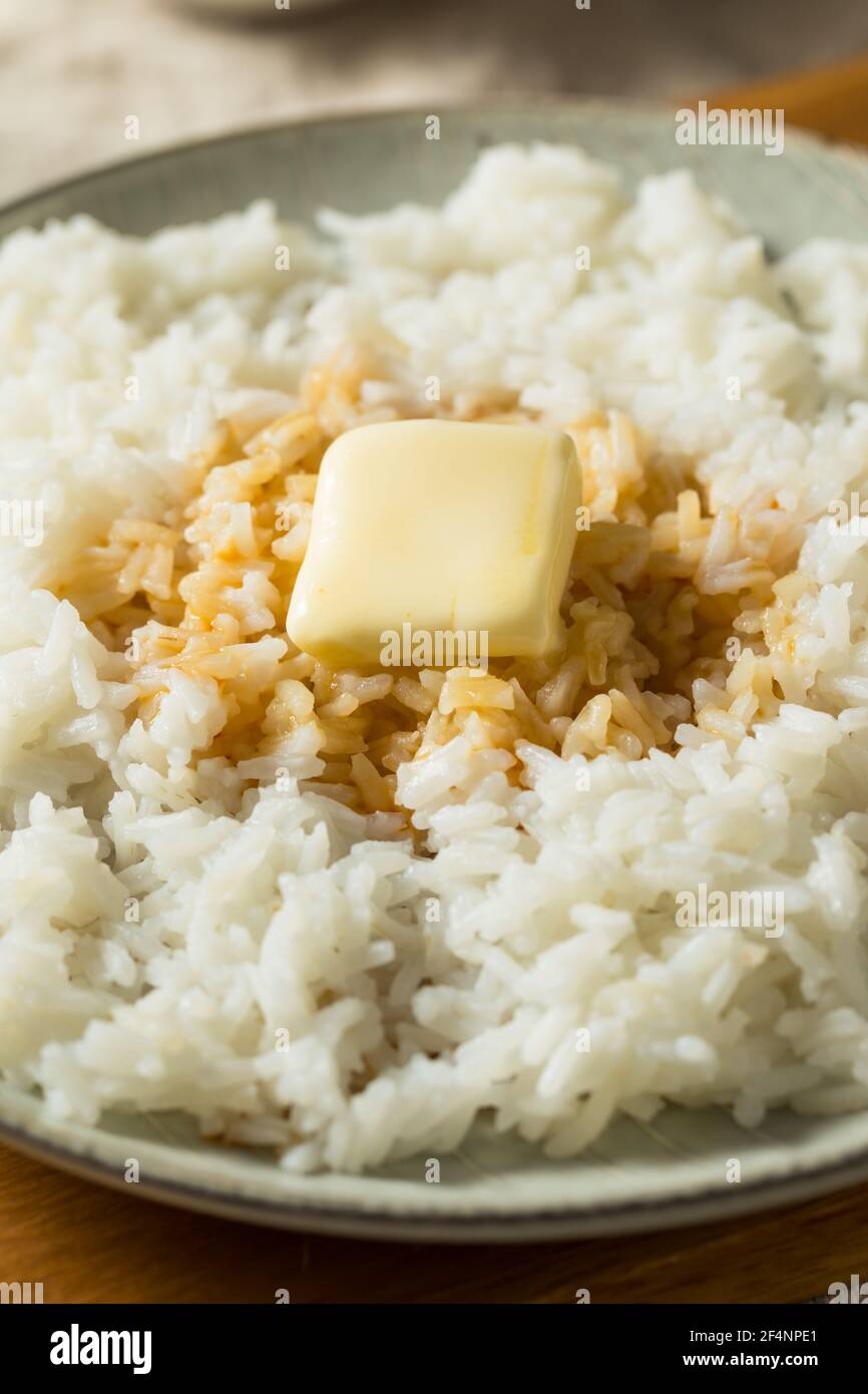Homemade Japanese Butter Rice with Soy Sauce Stock Photo Alamy