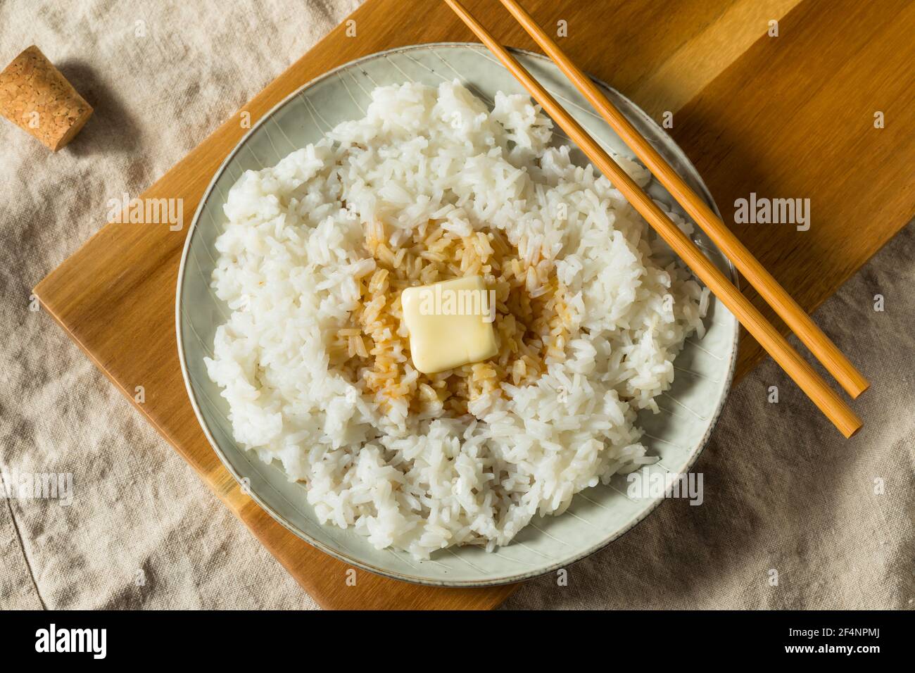 Homemade Japanese Butter Rice with Soy Sauce Stock Photo Alamy