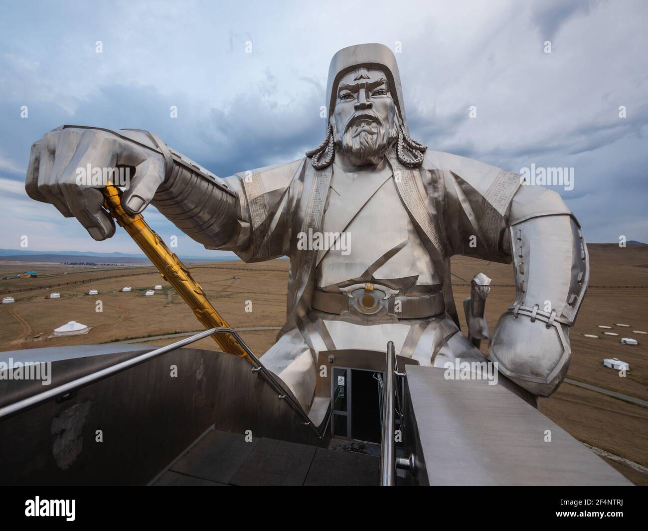 Iconic Equestrian Statue of Genghis Khan in Tsonjin Boldog near Ulaanbaatar, Mongolia. Stock Photo