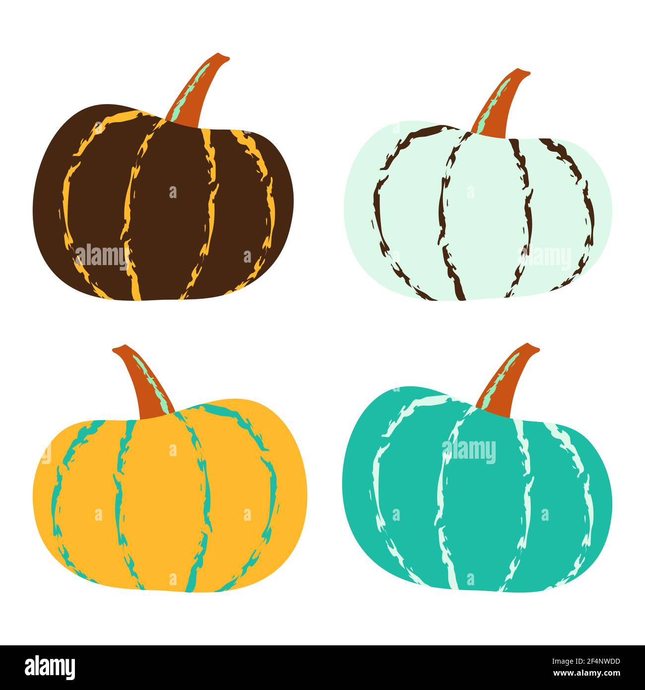 Flat pumpkin vector set in autumn palette, eps10 Stock Vector