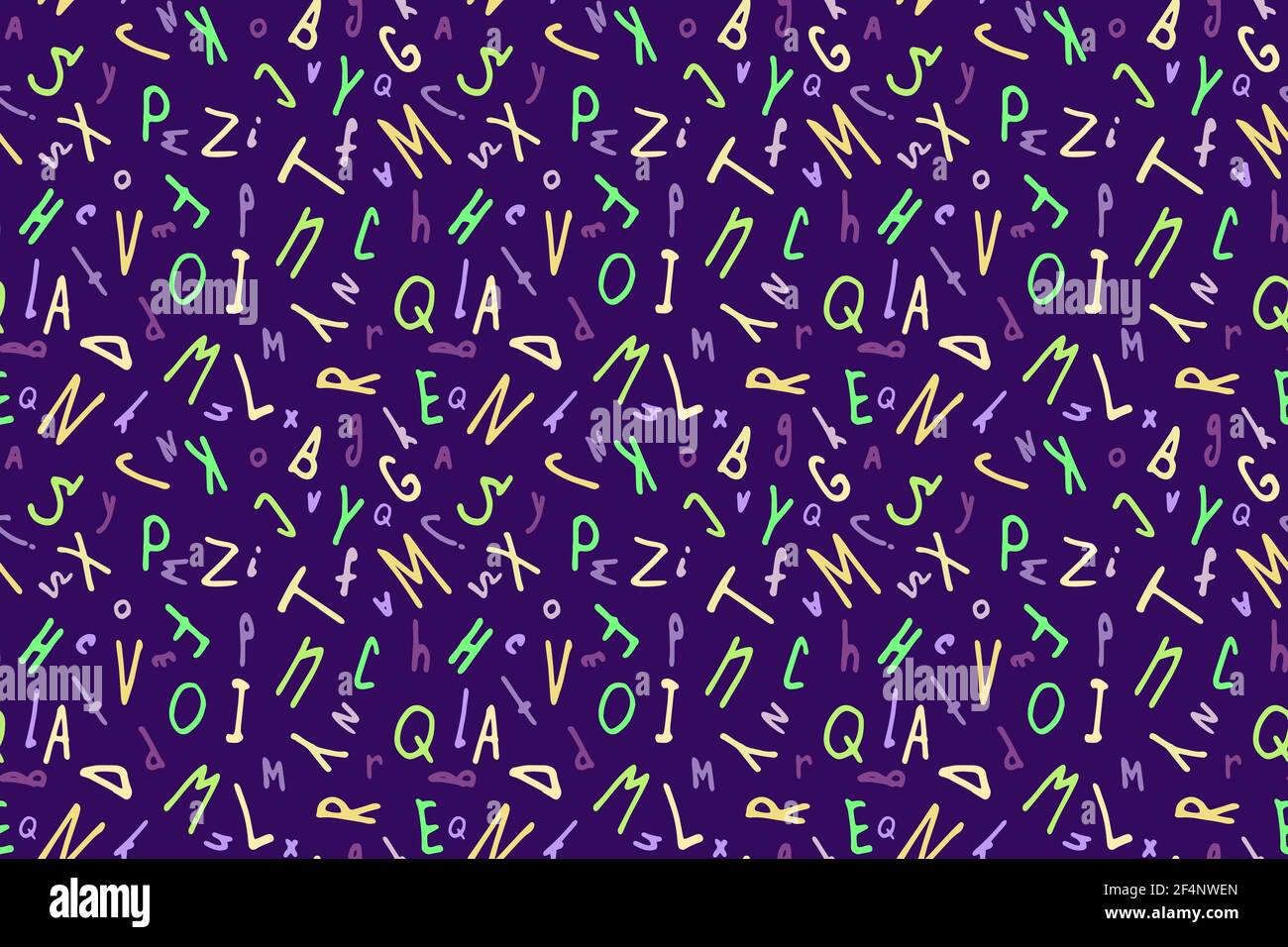 Dark purple kid letter, vector seamless pattern Stock Vector