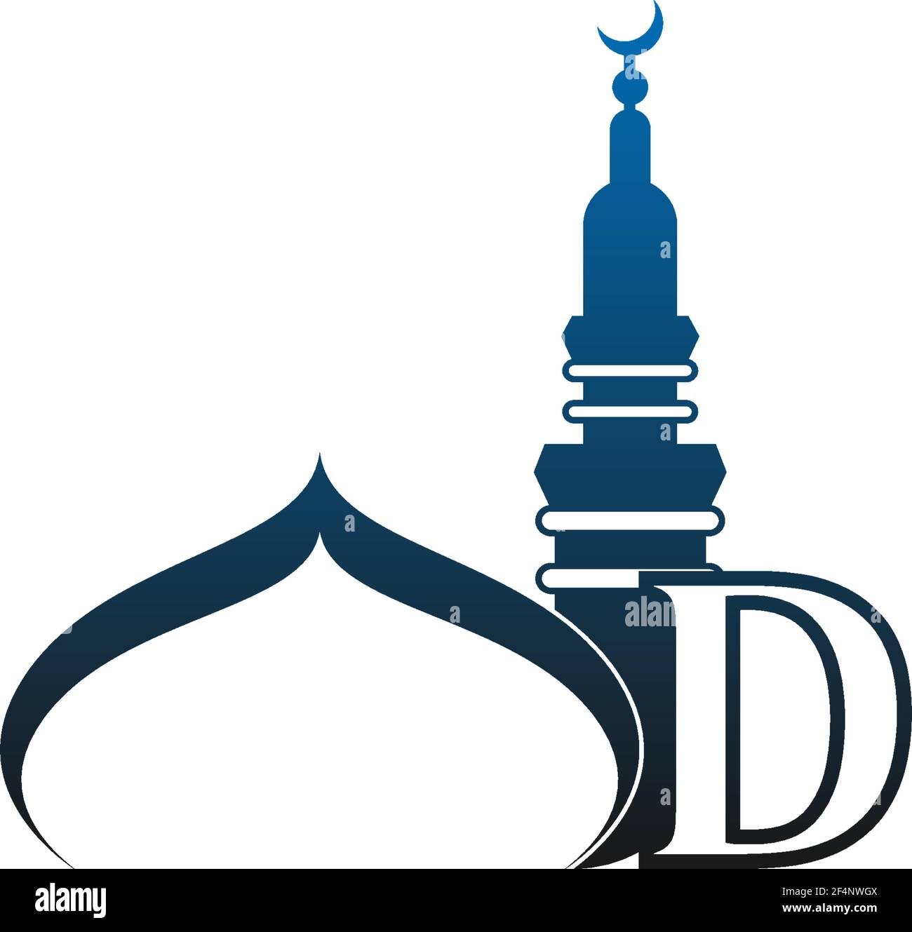 Letter D logo icon with mosque design illustration vector Stock Vector