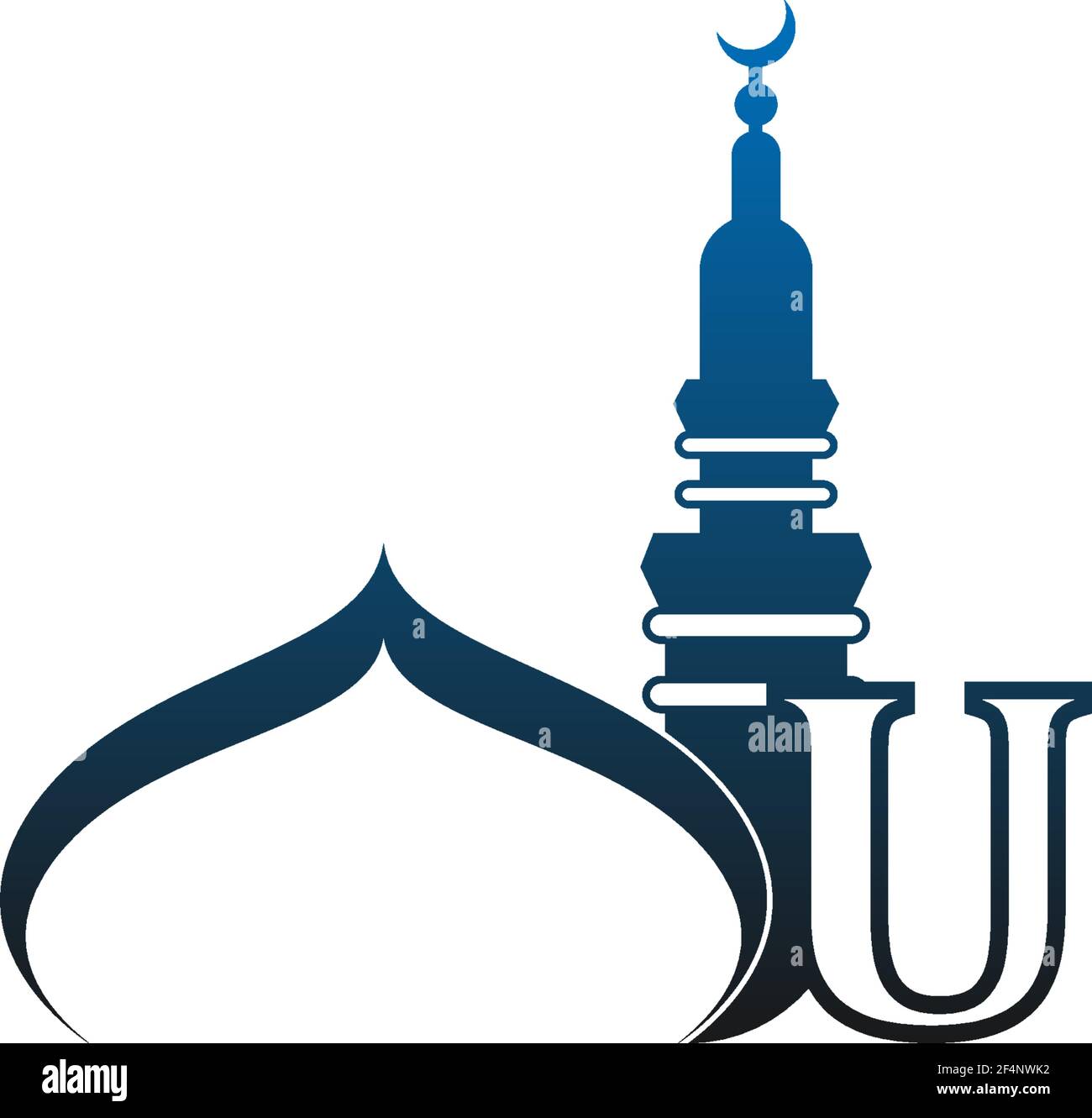 Letter U logo icon with mosque design illustration vector Stock Vector