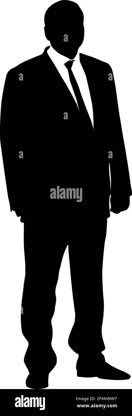 Silhouette businessman man in suit with tie on a white background Stock ...