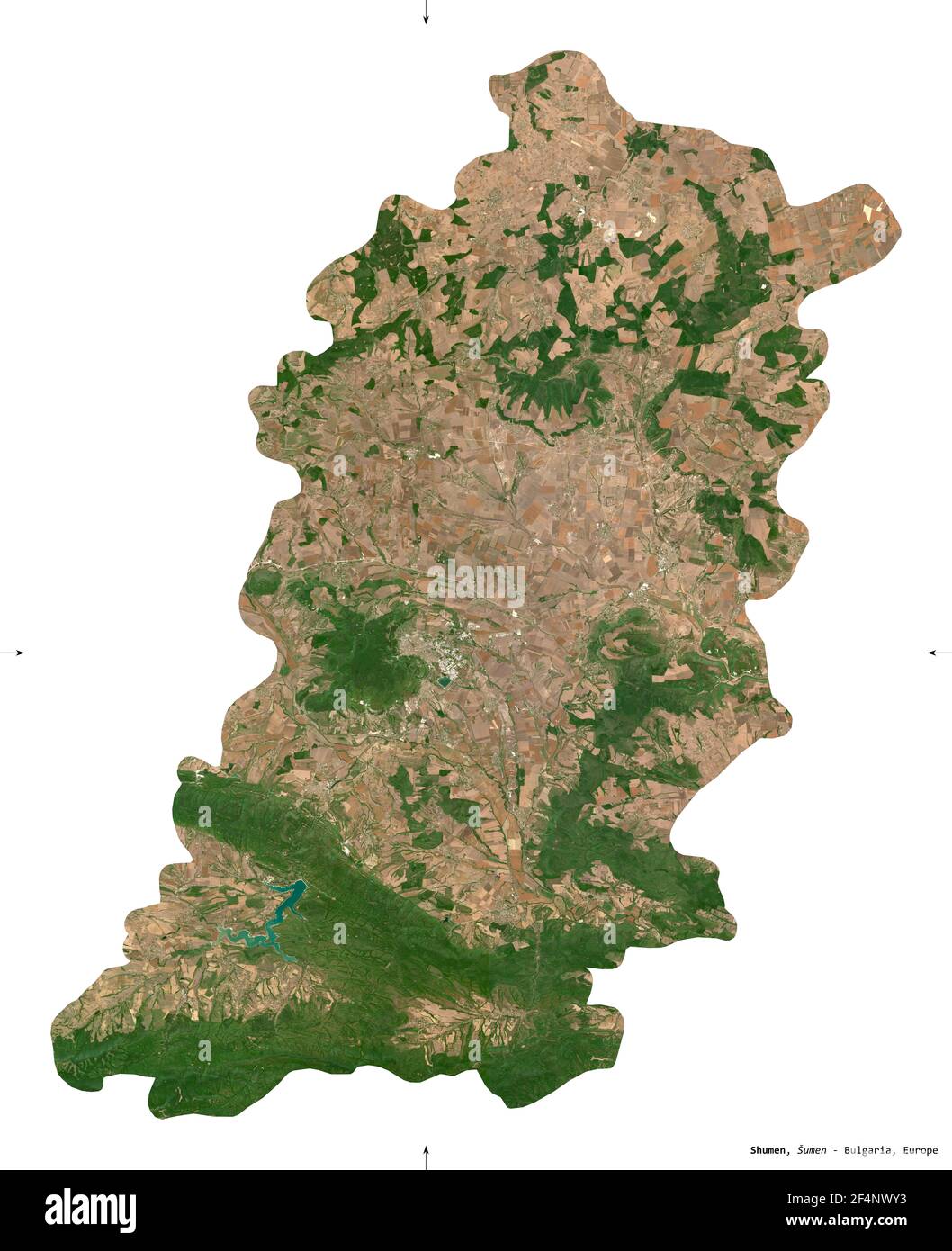 Shumen, province of Bulgaria. Sentinel-2 satellite imagery. Shape ...