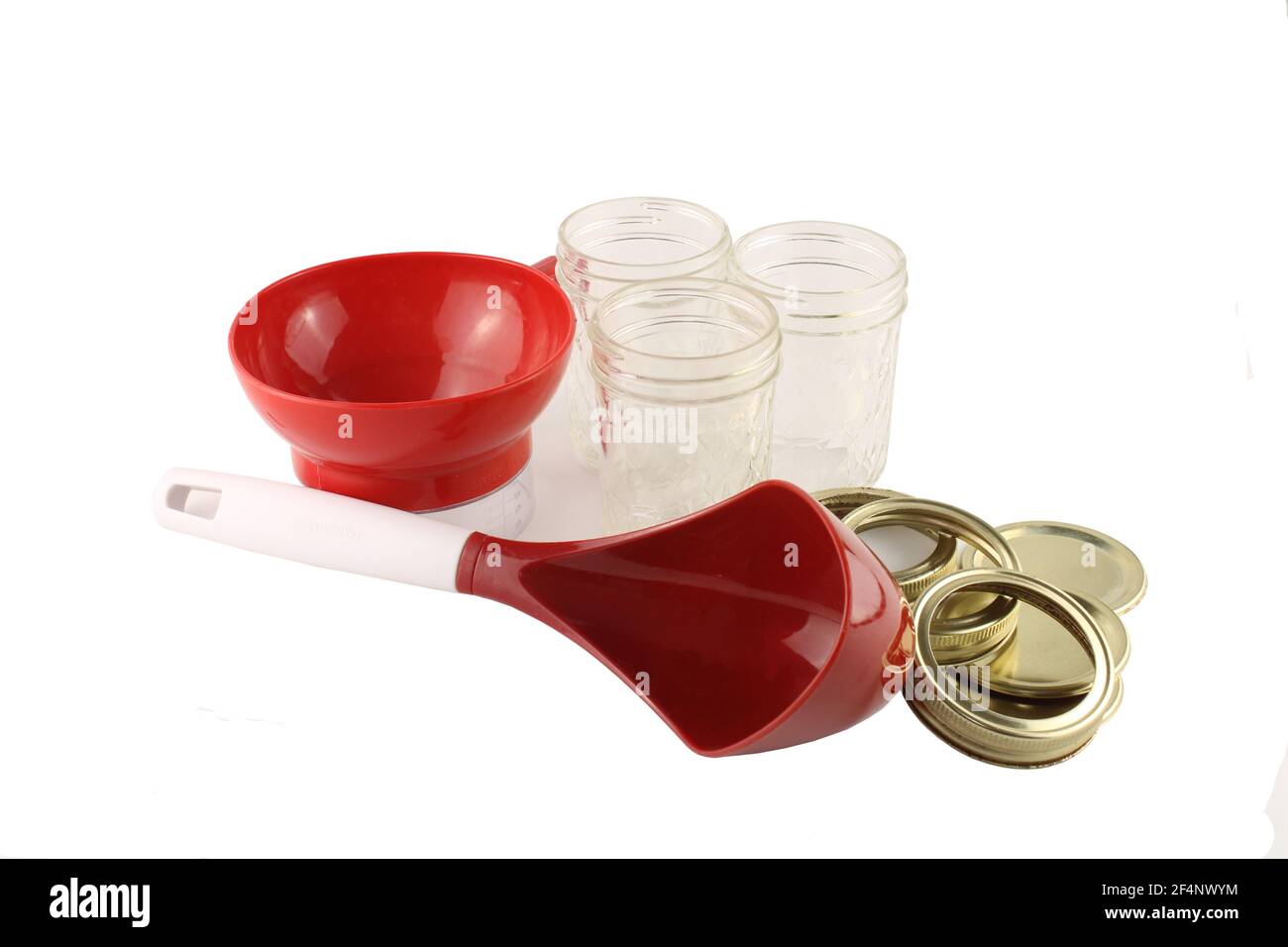 Home Canning supplies isolated on white Stock Photo Alamy