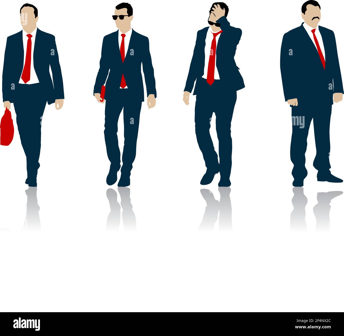 Set silhouette businessman man in suit with tie on a white background ...