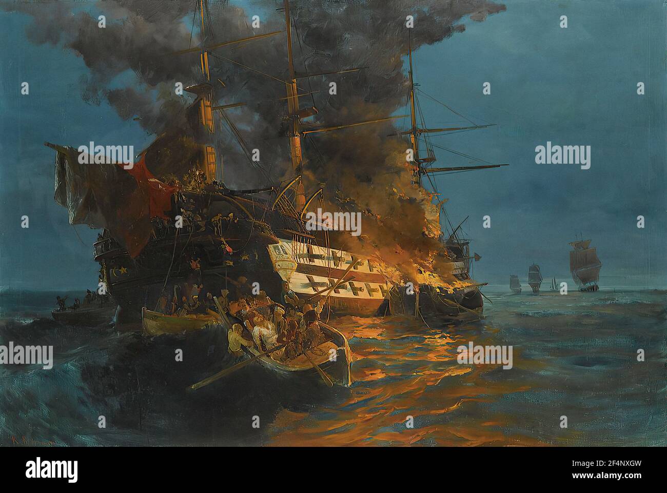 Konstantinos Volanakis - Burning Turkish Frigate Stock Photo - Alamy