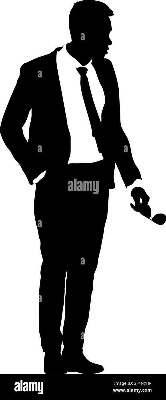 Silhouette businessman man in suit with tie on a white background Stock ...