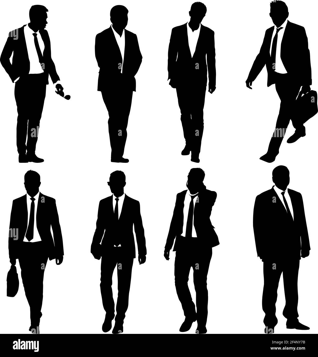 Set silhouette businessman man in suit with tie on a white background ...